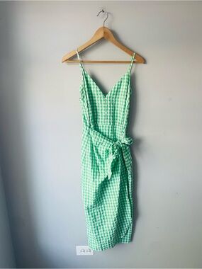 slim fit dress slacks Stables Gingham Bow Dress Green Gingham / L